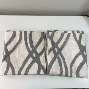 West Elm Cotton Canvas Scribble Curtains, set of 2 in gray